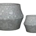 2-Piece Antique-Finish Earthenware Decorative Pot Set complete set