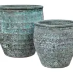 2-Piece Antique-Finish Earthenware Decorative Pot Set complete set