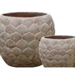 2-Piece Antique-Finish Terracotta Decorative Pot Set complete set