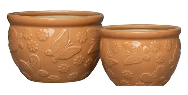 2-Piece Ceramic Decorative Pot Set complete set