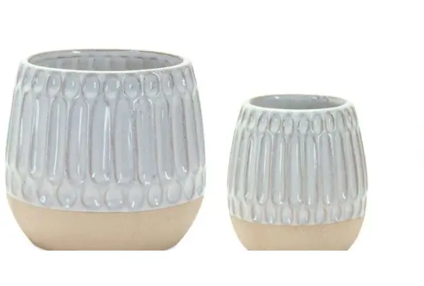 2-Piece Ceramic Decorative Pot Set complete set