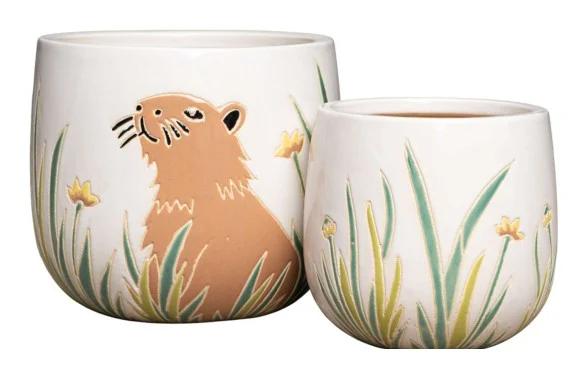 2-Piece Ceramic Decorative Pot Set complete set