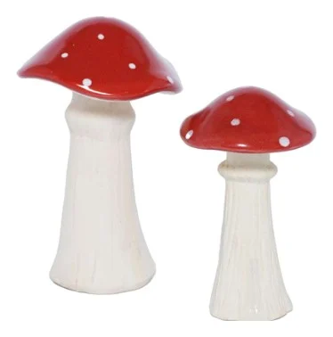 2-Piece Decorative Mushroom Ornament Set complete set