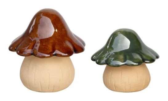 2-Piece Decorative Mushroom Ornament Set complete set