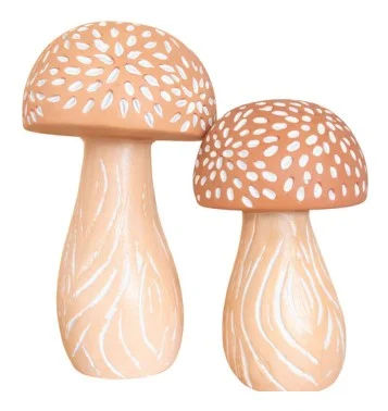 2-Piece Decorative Mushroom Ornament Set complete set
