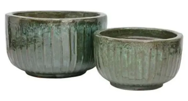 2-Piece Earthenware Decorative Pot Set complete set