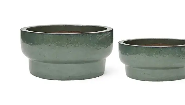 2-Piece Green Earthenware Decorative Pot Set complete set