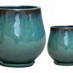 2-Piece Green Earthenware Decorative Pot Set complete set