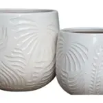 2-Piece Neutral Earthenware Decorative Pot Set complete set