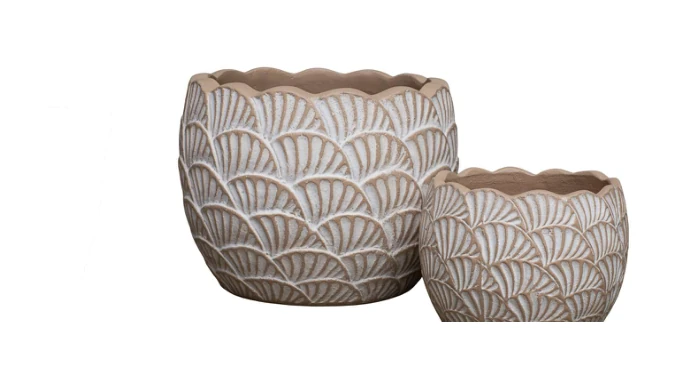 2-Piece Painted Terracotta Decorative Pot Set — Complete Set 2-Piece Painted Terracotta Decorative Pot Set complete set