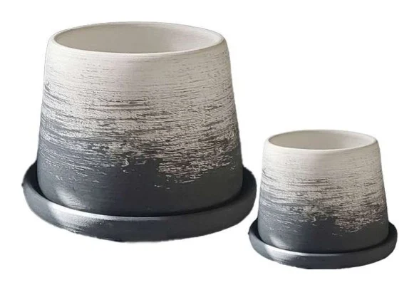 2-Piece Painted Terracotta Decorative Pot Set complete set