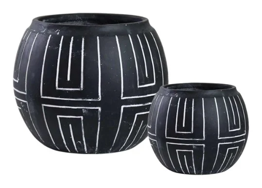 2-Piece Painted Terracotta Decorative Pot Set complete set