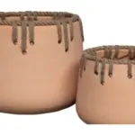 2-Piece Rope-Detail Terracotta Decorative Pot Set complete set
