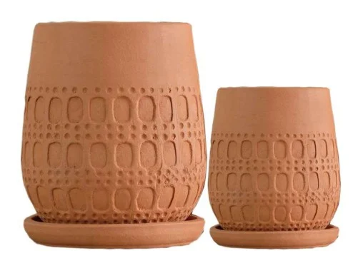 2-Piece Terracotta Decorative Pot Set complete set