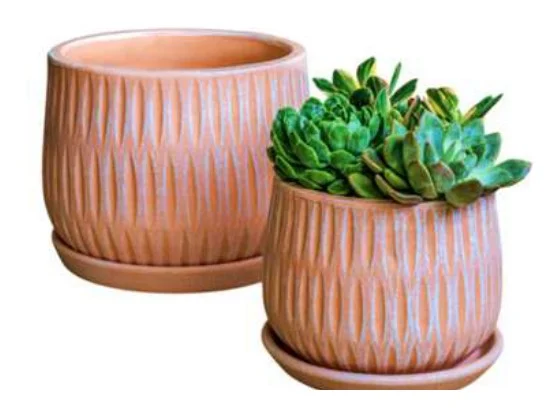 2-Piece Terracotta Decorative Pot Set complete set