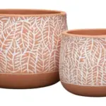 2-Piece Washed Terracotta Decorative Pot Set complete set