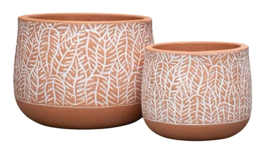 2-Piece Washed Terracotta Decorative Pot Set complete set