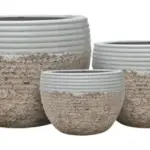 3-Piece Antique-Finish Earthenware Decorative Pot Set complete set