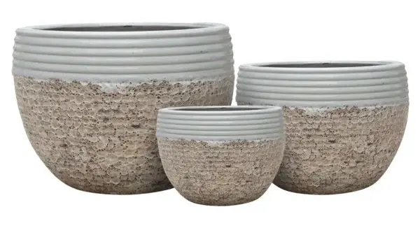 3-Piece Antique-Finish Earthenware Decorative Pot Set complete set