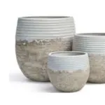 3-Piece Antique-Finish Earthenware Decorative Pot Set complete set