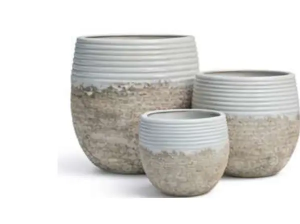 3-Piece Antique-Finish Earthenware Decorative Pot Set complete set