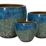 3-Piece Antique-Finish Earthenware Decorative Pot Set complete set