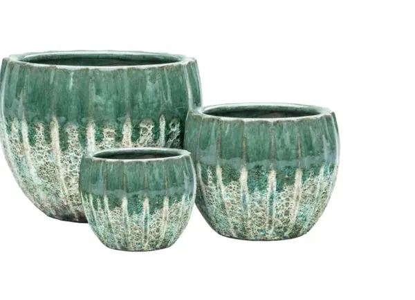 3-Piece Antique-Finish Earthenware Decorative Pot Set complete set