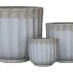3-Piece Antique-Finish Earthenware Decorative Pot Set complete set