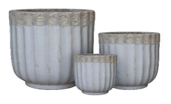 3-Piece Antique-Finish Earthenware Decorative Pot Set complete set