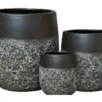 3-Piece Antique-Finish Earthenware Decorative Pot Set complete set