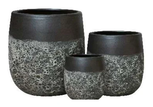 3-Piece Antique-Finish Earthenware Decorative Pot Set complete set