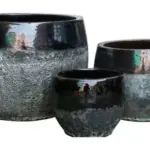 3-Piece Antique-Finish Earthenware Decorative Pot Set complete set