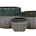 3-Piece Antique-Finish Earthenware Decorative Pot Set complete set