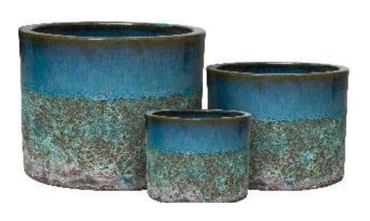 3-Piece Antique-Finish Earthenware Decorative Pot Set complete set