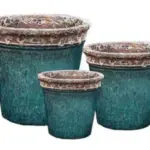 3-Piece Antique-Finish Earthenware Decorative Pot Set complete set