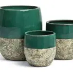 3-Piece Antique-Finish Earthenware Decorative Pot Set complete set