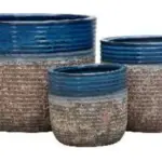 3-Piece Antique-Finish Earthenware Decorative Pot Set complete set