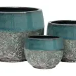 3-Piece Antique-Finish Earthenware Decorative Pot Set complete set