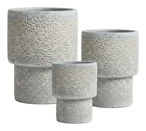 3-Piece Antique-Finish Earthenware Decorative Pot Set complete set
