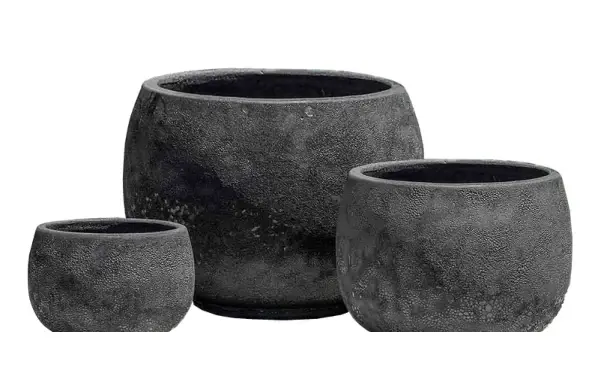 3-Piece Antique-Finish Earthenware Decorative Pot Set complete set