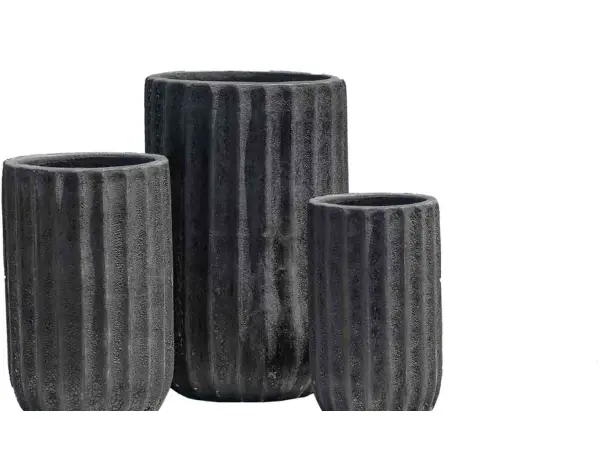 3-Piece Antique-Finish Earthenware Decorative Pot Set complete set
