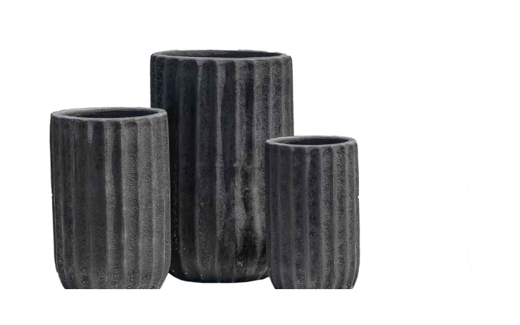 3-Piece Antique-Finish Earthenware Decorative Pot Set — Complete Set 3-Piece Antique-Finish Earthenware Decorative Pot Set complete set