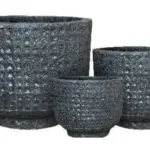 3-Piece Antique-Finish Earthenware Decorative Pot Set complete set