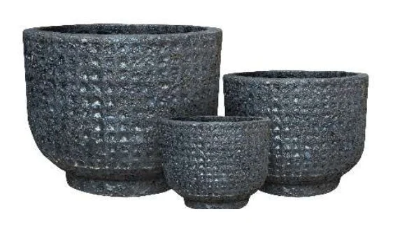 3-Piece Antique-Finish Earthenware Decorative Pot Set complete set