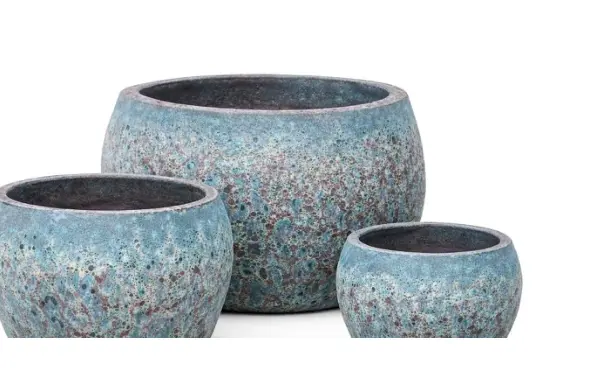 3-Piece Antique-Finish Earthenware Decorative Pot Set complete set