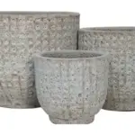 3-Piece Antique-Finish Earthenware Decorative Pot Set complete set