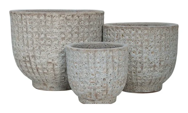 3-Piece Antique-Finish Earthenware Decorative Pot Set complete set