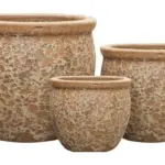 3-Piece Antique-Finish Earthenware Decorative Pot Set complete set