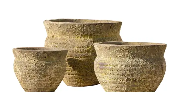 3-Piece Antique-Finish Earthenware Decorative Pot Set complete set