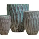 3-Piece Antique-Finish Earthenware Decorative Pot Set complete set